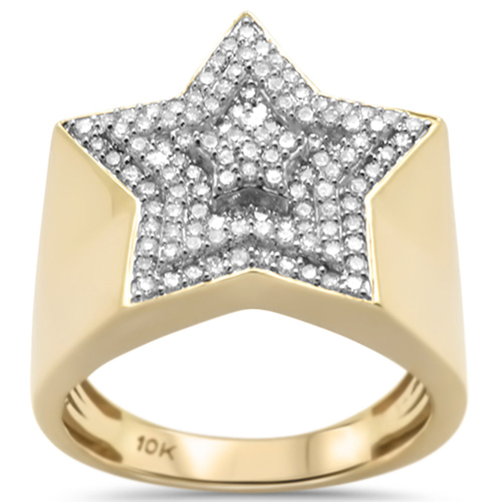DIAMOND CLOSEOUT!  .71ct G SI 10K Yellow Gold Diamond Men's Micro Pave Star Ring Size 10