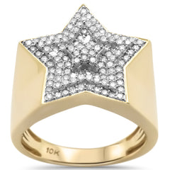 DIAMOND CLOSEOUT!  .71ct G SI 10K Yellow Gold Diamond Men's Micro Pave Star Ring Size 10
