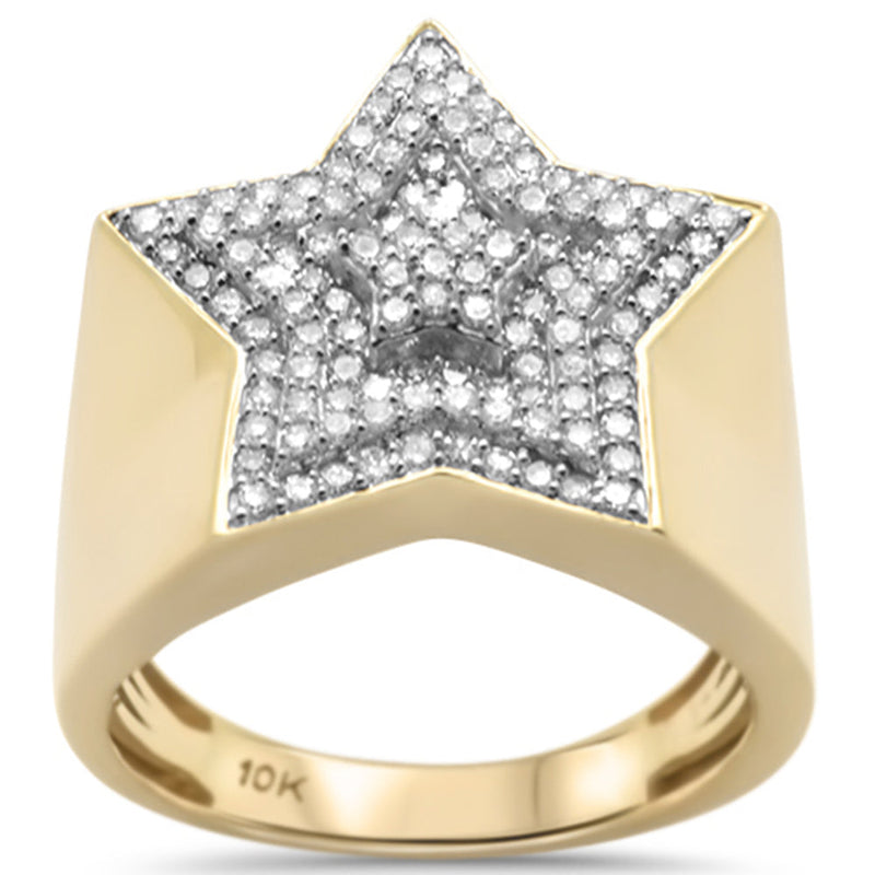 DIAMOND CLOSEOUT!  .71ct G SI 10K Yellow Gold Diamond Men's Micro Pave Star Ring Size 10