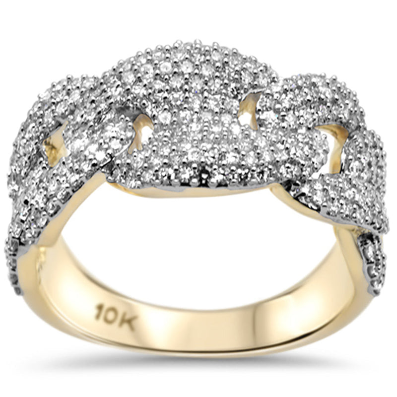 DIAMOND CLOSEOUT!  1.24ct G SI 10K Yellow Gold Diamond Mariner Link Men's Ring Size 10