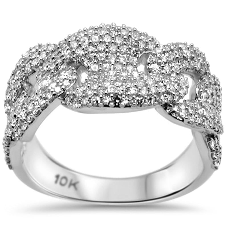 DIAMOND CLOSEOUT!  1.25ct G SI 10K White Gold Diamond Mariner Link Men's Ring Size 10