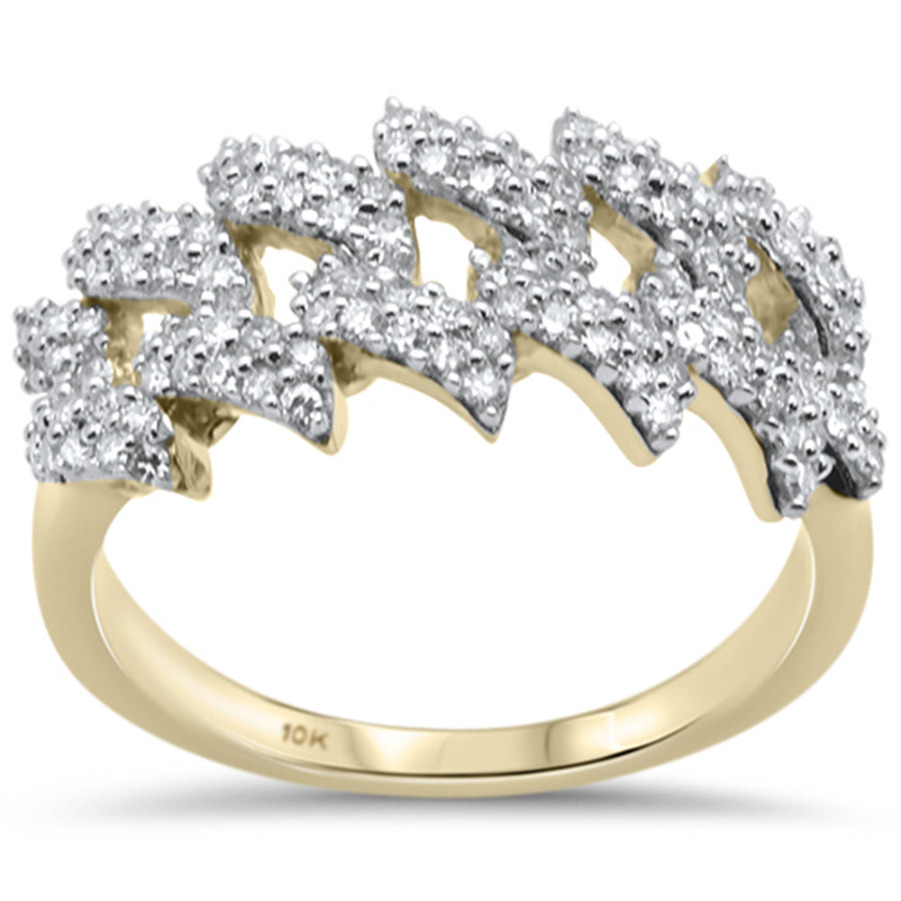 DIAMOND CLOSEOUT!  .71ct G SI 10K Yellow Gold Diamond Men's Micro Pave Cuban Link Ring Size 10