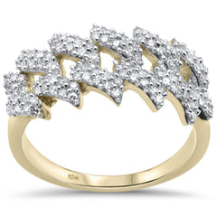 DIAMOND CLOSEOUT!  .71ct G SI 10K Yellow Gold Diamond Men's Micro Pave Cuban Link Ring Size 10