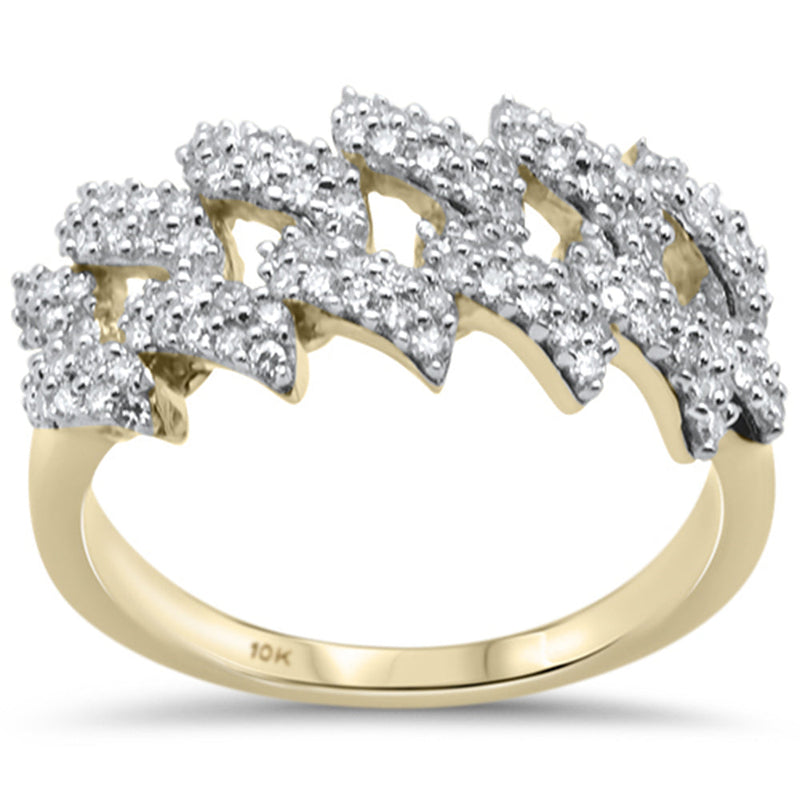 DIAMOND CLOSEOUT!  .71ct G SI 10K Yellow Gold Diamond Men's Micro Pave Cuban Link Ring Size 10