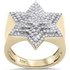 DIAMOND CLOSEOUT!  .97ct G SI 10K Yellow Gold Diamond Men's Micro Pave Star Ring Size 10