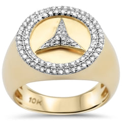 DIAMOND CLOSEOUT! .56ct G SI 10K Yellow Gold Diamond Men's Micro Pave Emblem Ring Size 10