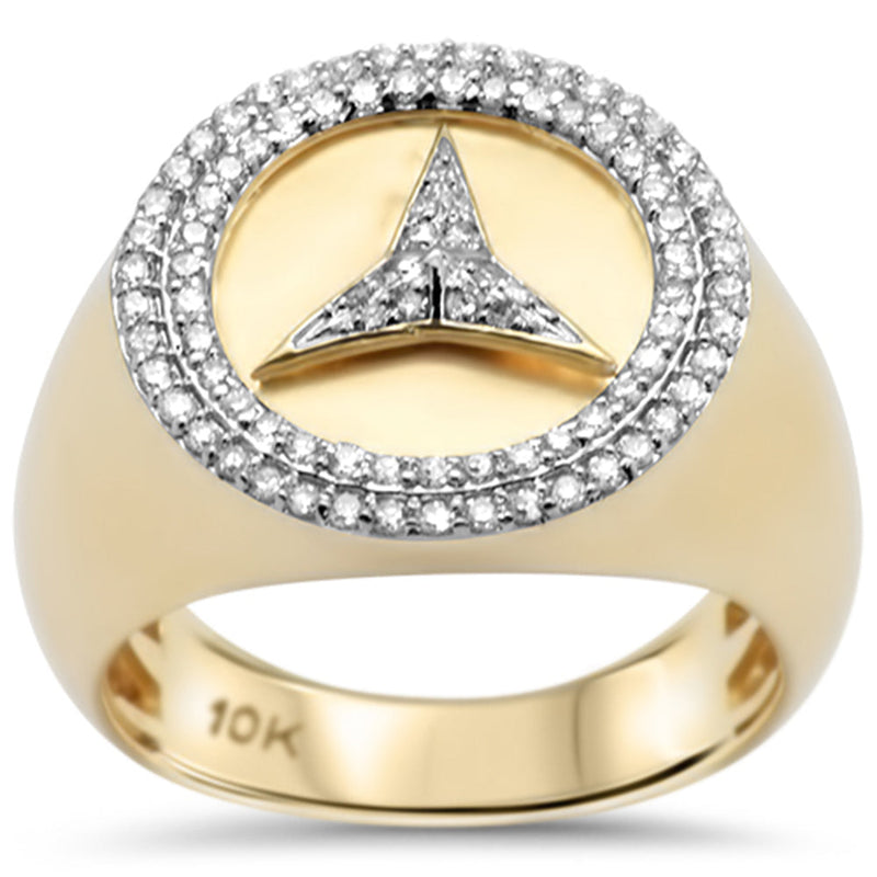DIAMOND CLOSEOUT! .56ct G SI 10K Yellow Gold Diamond Men's Micro Pave Emblem Ring Size 10