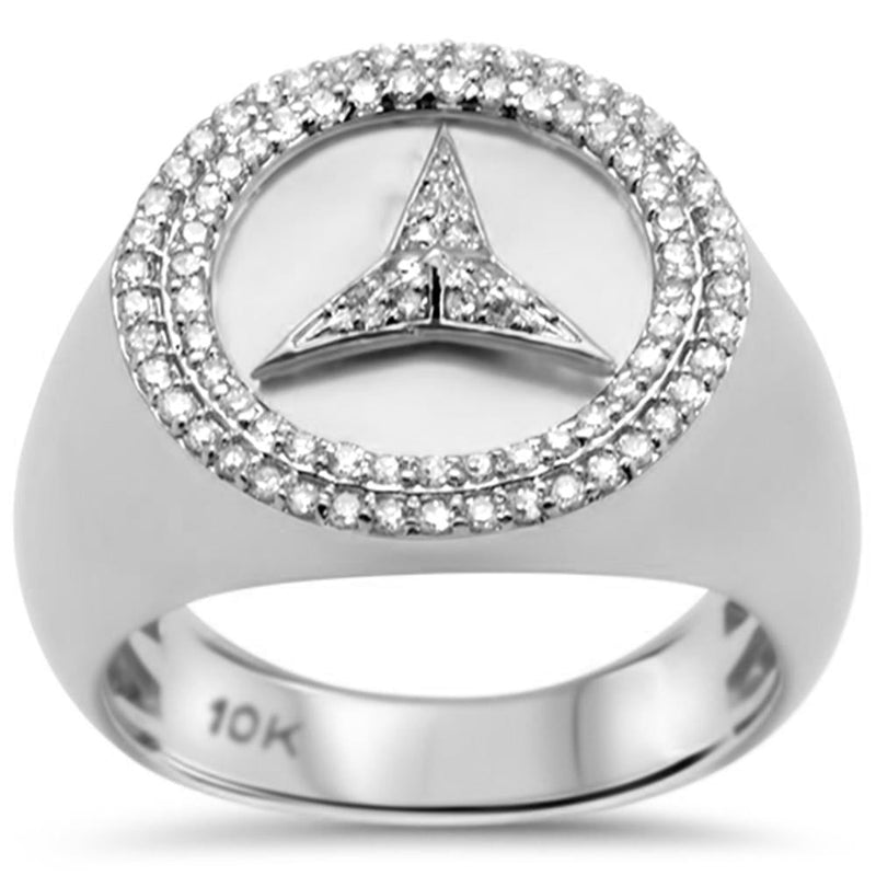 DIAMOND CLOSEOUT!  .53ct G SI 10K White Gold Diamond Men's Micro Pave Emblem Ring Size 10