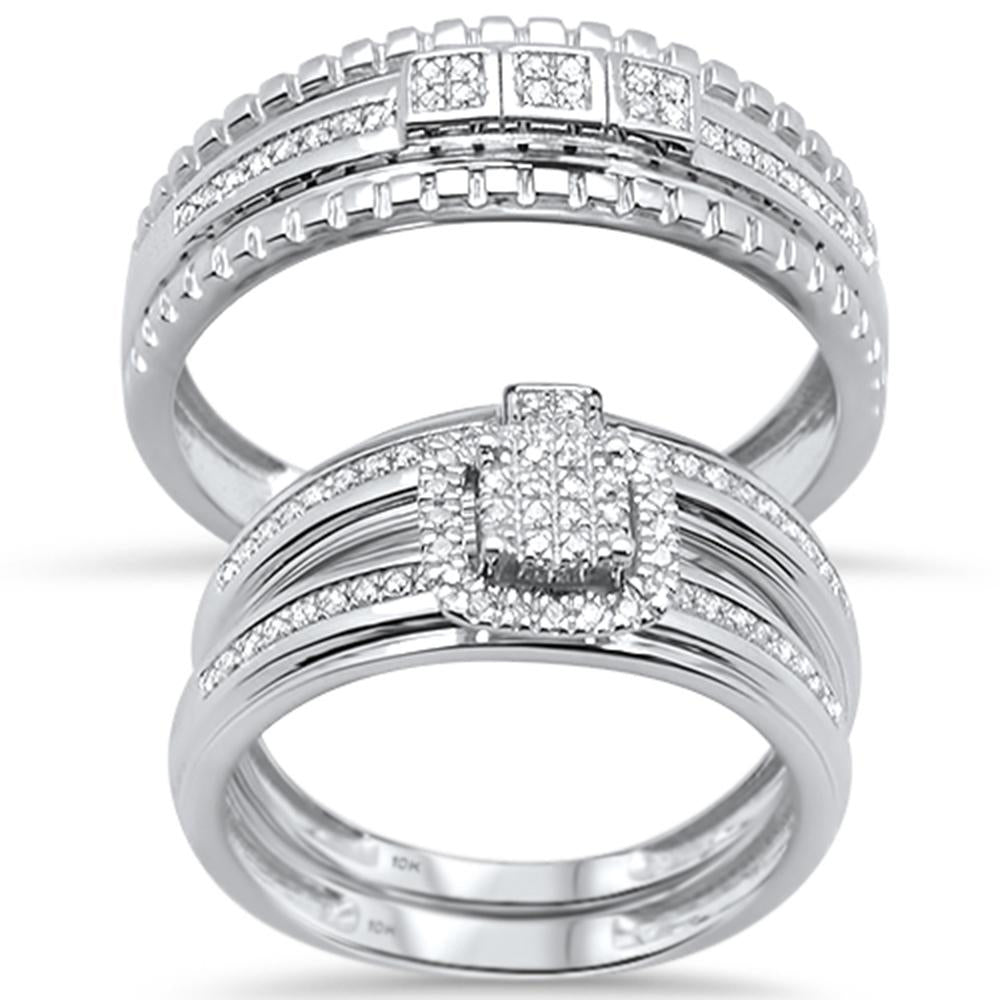 DIAMOND CLOSEOUT!  .25ct G SI 10K White Gold Diamond Wedding Band Bridal Trio Set
