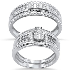 DIAMOND CLOSEOUT!  .25ct G SI 10K White Gold Diamond Wedding Band Bridal Trio Set
