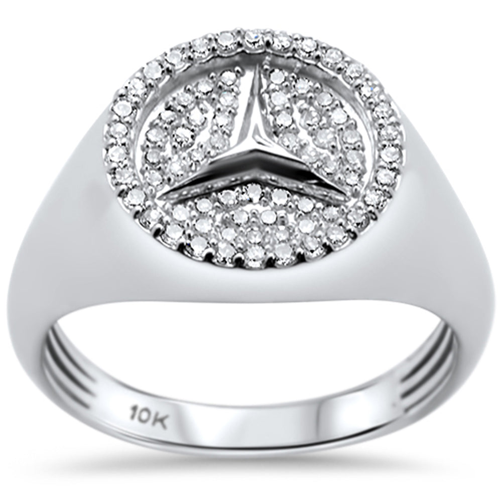 DIAMOND CLOSEOUT! .51ct G SI 10K White Gold Diamond Men's Logo Signet Ring Size 10