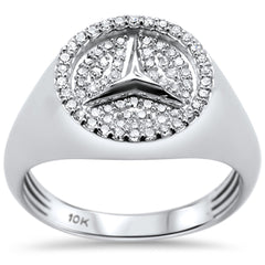 DIAMOND CLOSEOUT! .51ct G SI 10K White Gold Diamond Men's Logo Signet Ring Size 10