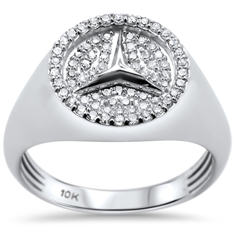 DIAMOND CLOSEOUT! .51ct G SI 10K White Gold Diamond Men's Logo Signet Ring Size 10