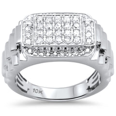 DIAMOND CLOSEOUT!  .97ct G SI 10K White Gold Diamond Men's Ring Size 10