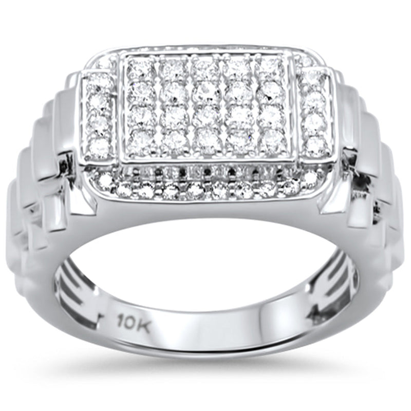 DIAMOND CLOSEOUT!  .97ct G SI 10K White Gold Diamond Men's Ring Size 10