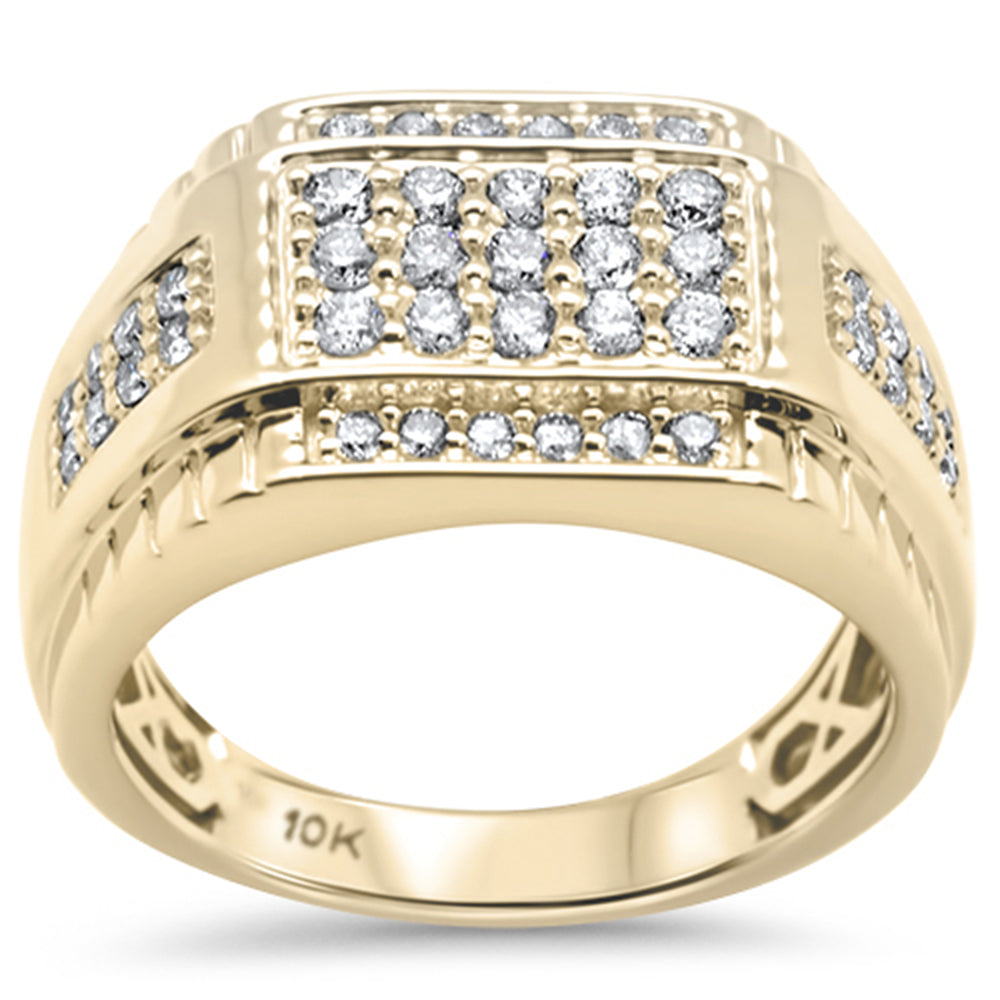 DIAMOND CLOSEOUT!  .97ct G SI 10K Yellow Gold Diamond Men's Ring Size 10