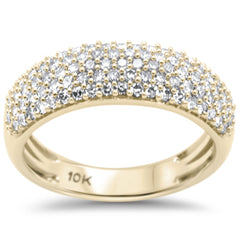SPECIAL! .73ct G SI 10K Yellow Gold Diamond Engagement Anniversary Pave Band Ring Size 6.5