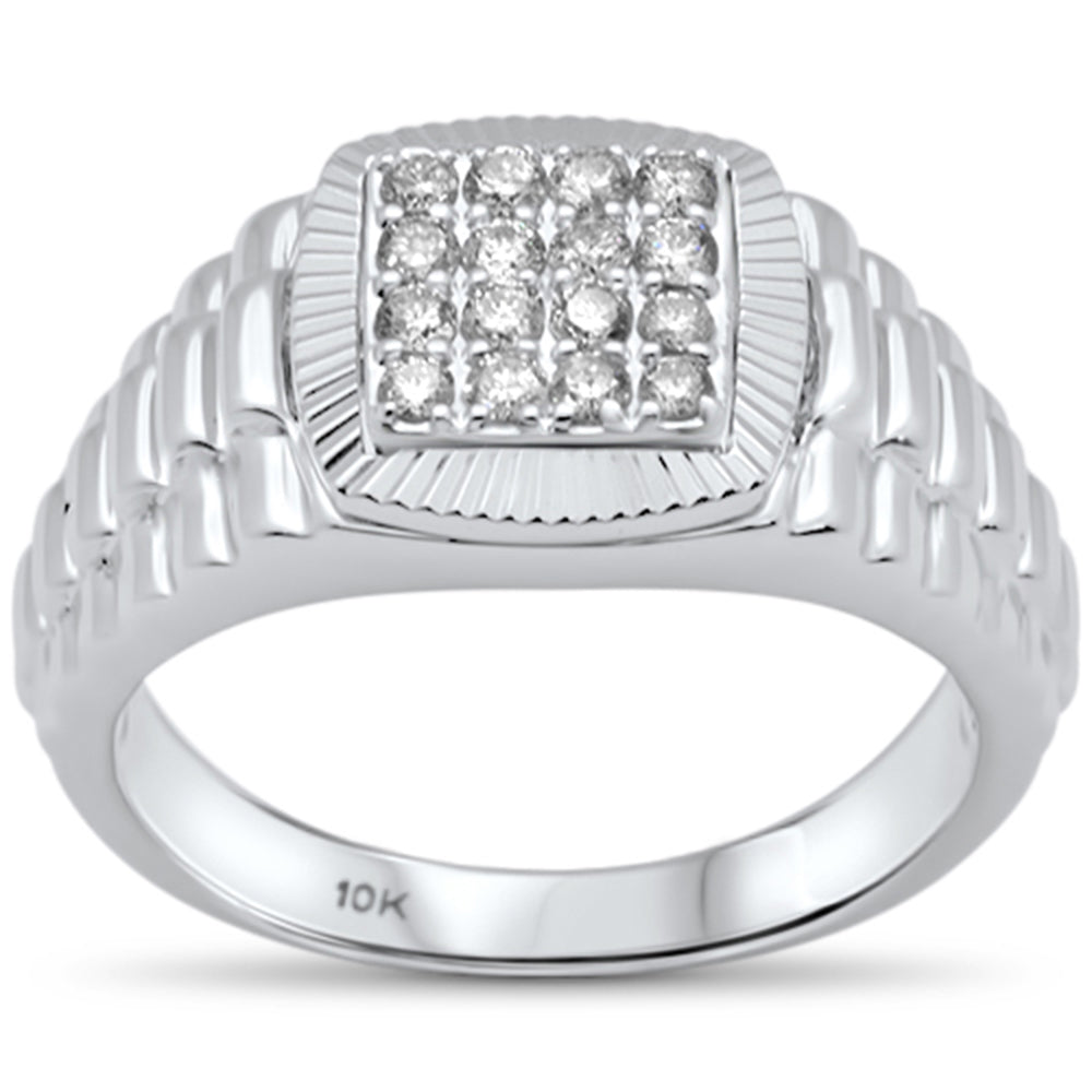 DIAMOND CLOSEOUT!  .43ct G SI 10K White Gold Diamond Men's Ring Size 10