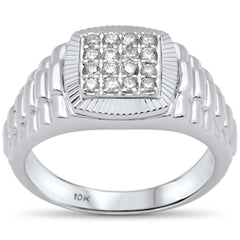 DIAMOND CLOSEOUT!  .43ct G SI 10K White Gold Diamond Men's Ring Size 10
