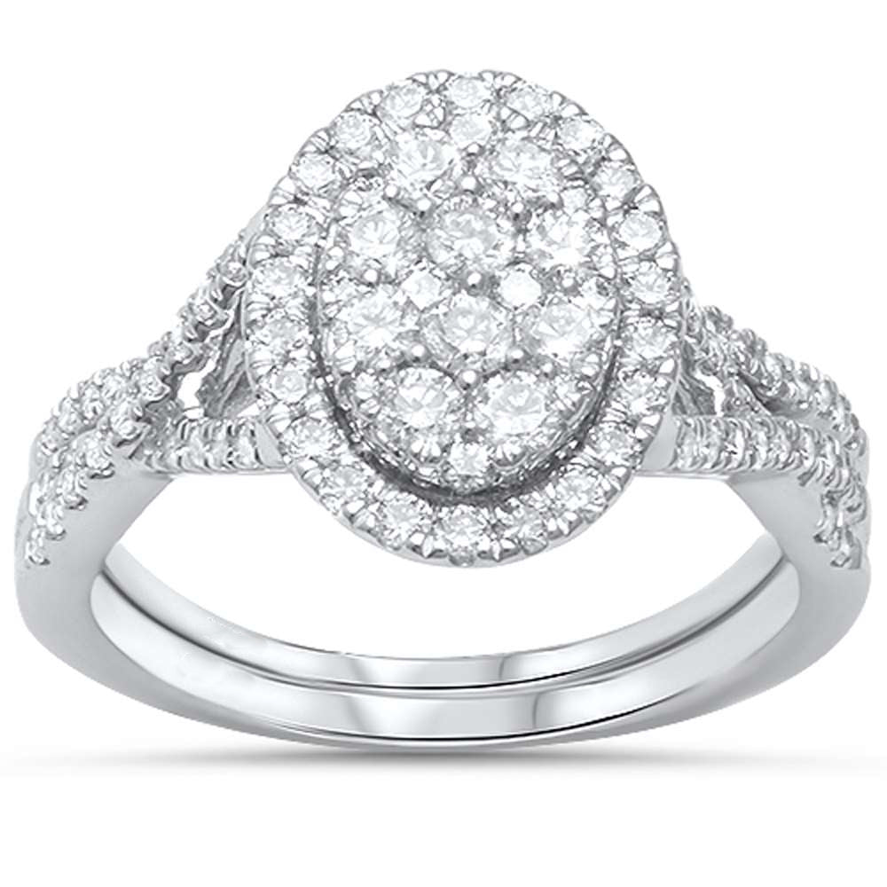 DIAMOND CLOSEOUT!  1.01ct G SI 10kt White Gold Oval Diamond Ring Bridal Set
