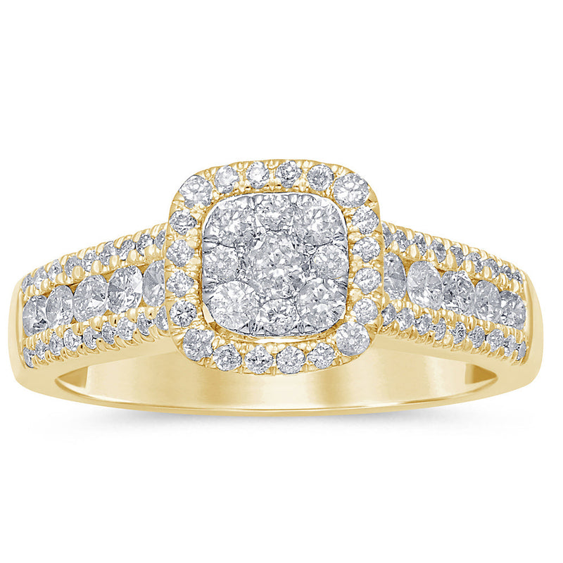 SPECIAL!.95ct 10k Yellow Gold Square Diamond Engagement Ring Size 6.5