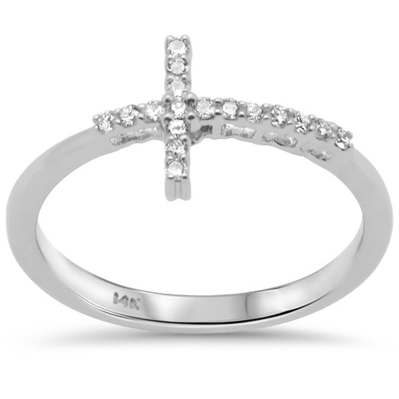 DIAMOND CLOSEOUT! .11ct G SI 14K White Gold Diamond Cross Ring Size 6.5