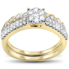 DIAMOND CLOSEOUT! .48ct G SI 10K Yellow Gold Diamond Engagement Ring Bridal Set Size 6.5
