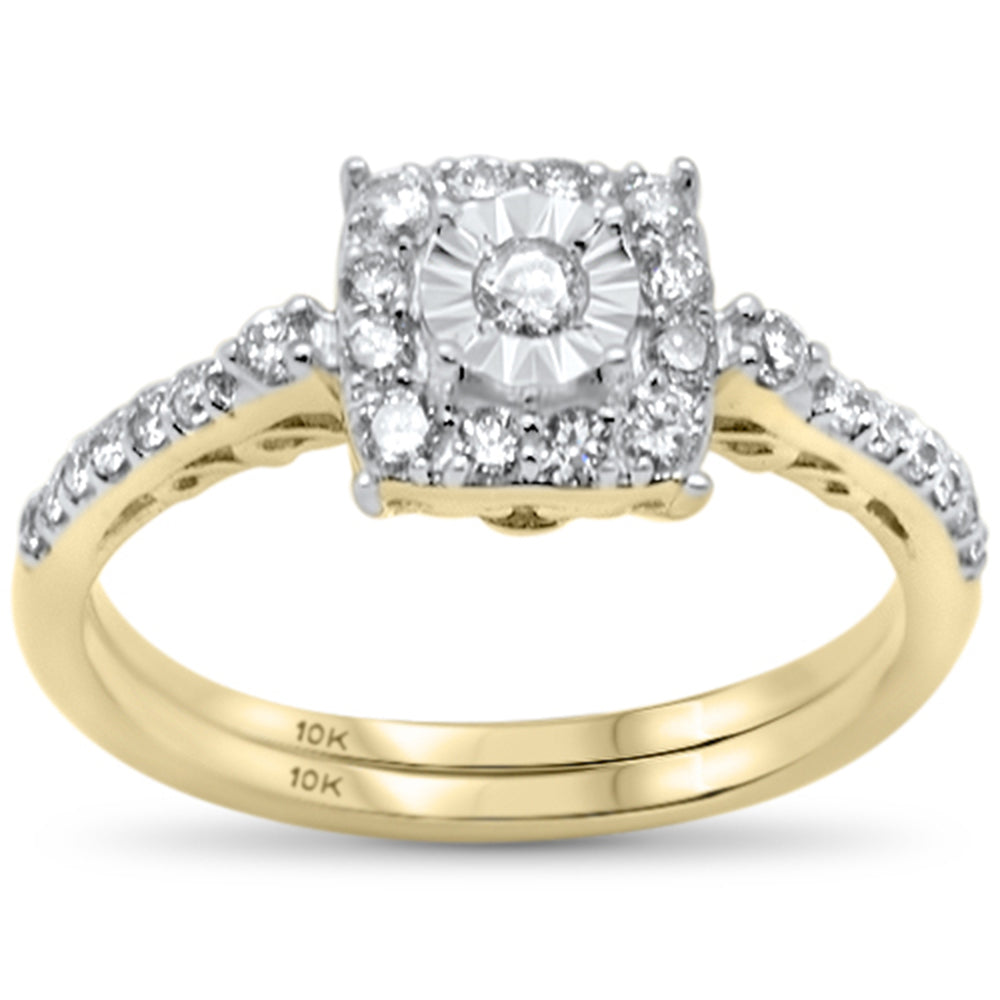 DIAMOND CLOSEOUT! .51ct G SI 10K Yellow Gold Diamond Engagement Ring Bridal Set Size 6.5