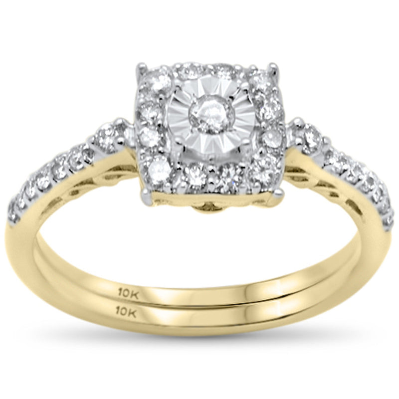 DIAMOND CLOSEOUT! .51ct G SI 10K Yellow Gold Diamond Engagement Ring Bridal Set Size 6.5