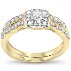 DIAMOND CLOSEOUT!  .50ct G SI 10K Yellow Gold Diamond Engagement Ring Bridal Set Size 6.5