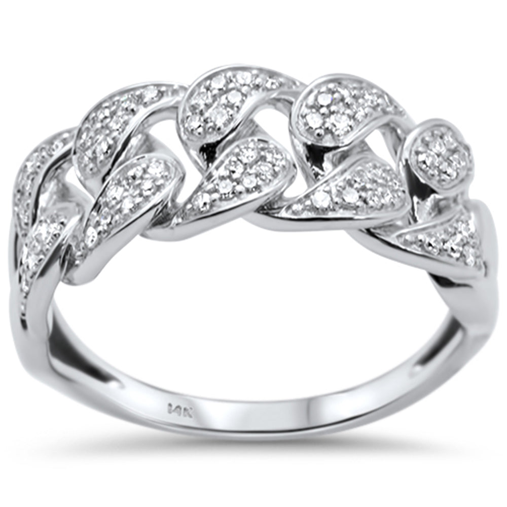 DIAMOND CLOSEOUT!  .37ct G SI 14K White Gold Diamond Cuban Men's Ring Size 10