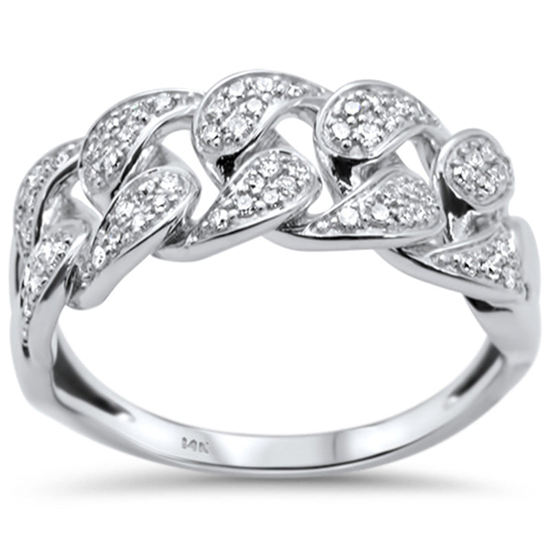 DIAMOND CLOSEOUT!  .37ct G SI 14K White Gold Diamond Cuban Men's Ring Size 10