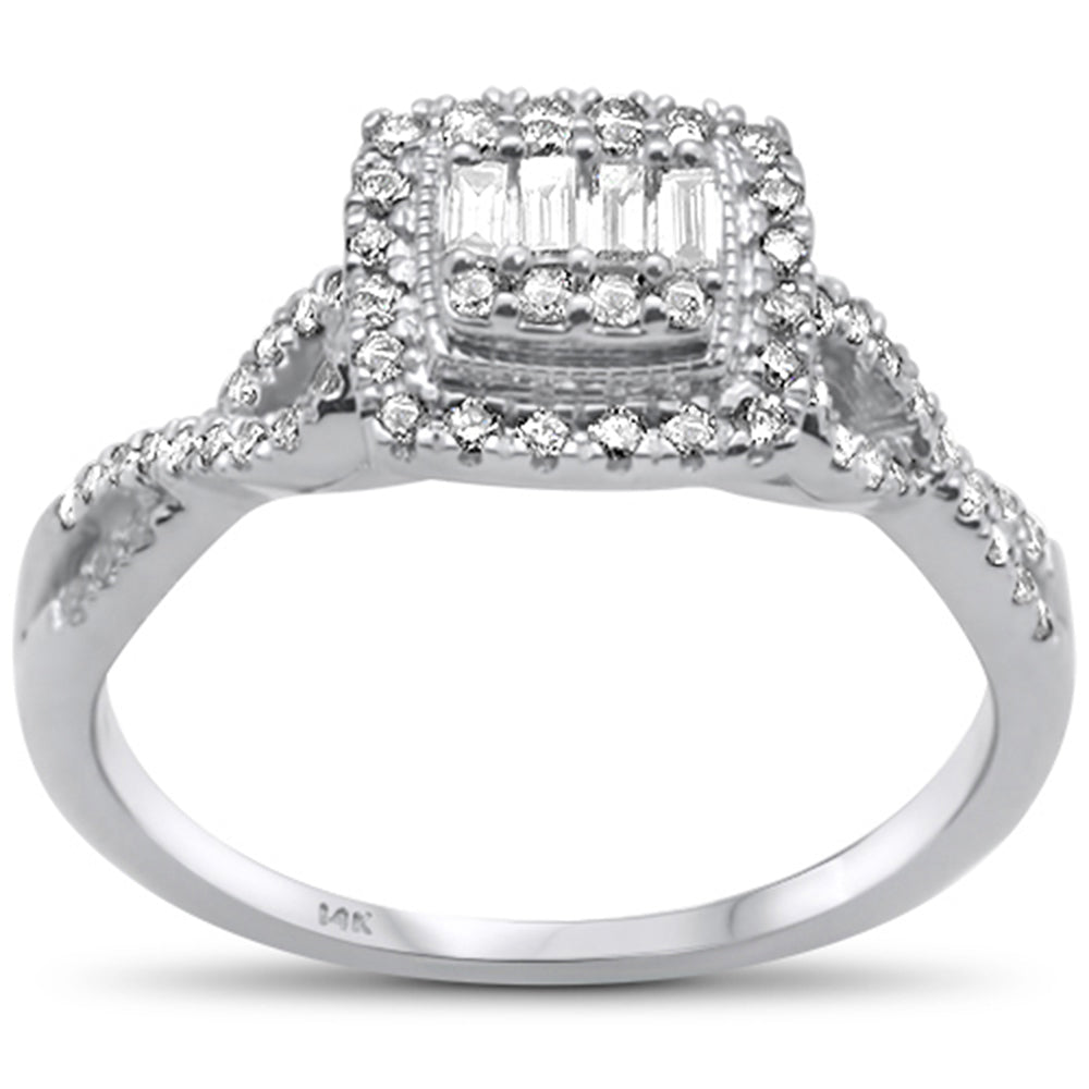 DIAMOND CLOSEOUT! .36ct G SI 14K White Gold Baguette & Round Diamond Engagement Ring Size 6.5