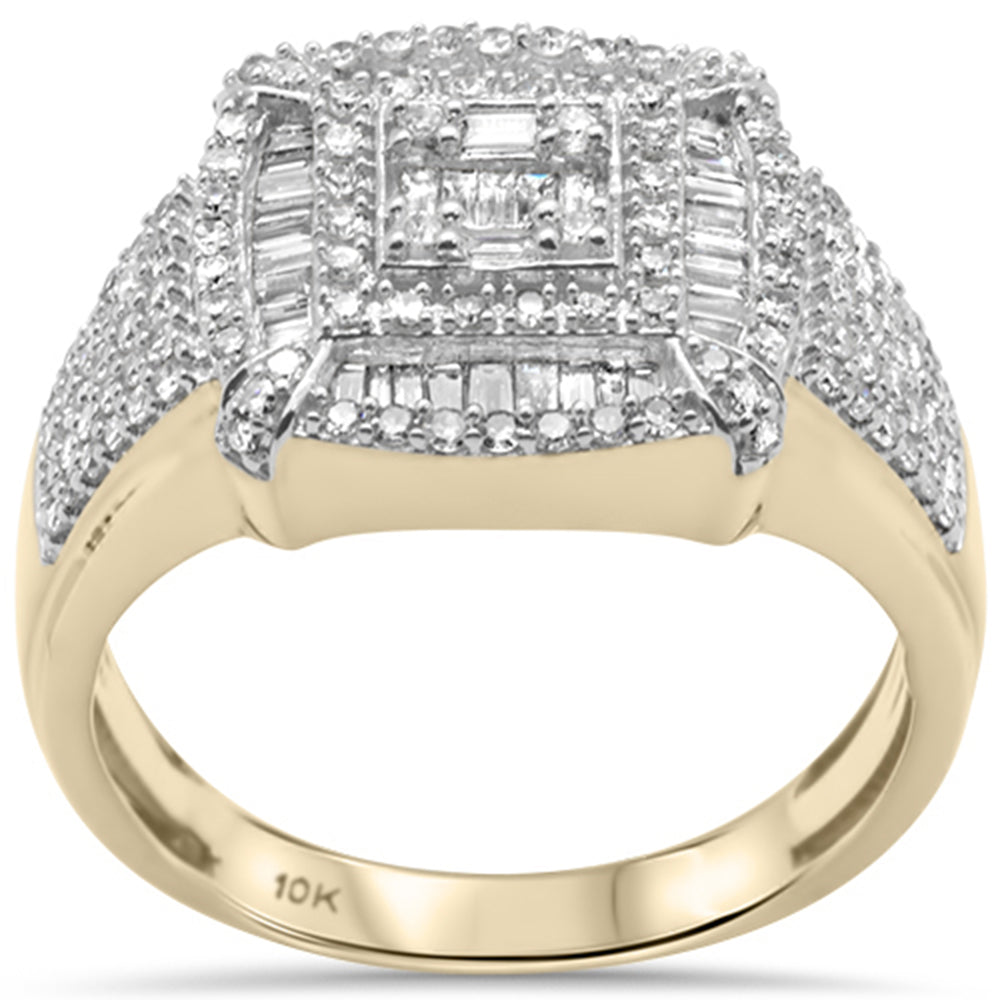 DIAMOND  CLOSEOUT!  1.01ct G SI 10KT Yellow Gold Baguette & Round Diamond Men's Ring Size 10