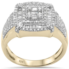 DIAMOND  CLOSEOUT!  1.01ct G SI 10KT Yellow Gold Baguette & Round Diamond Men's Ring Size 10