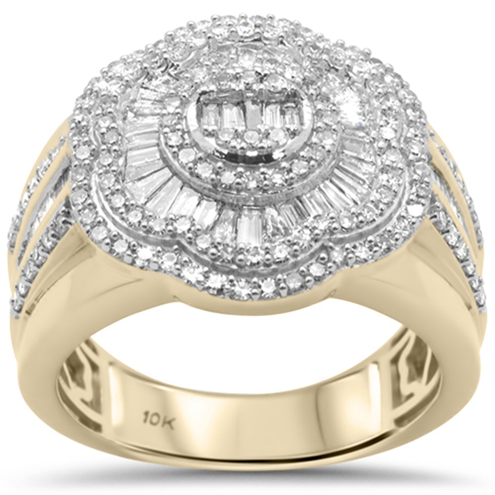 DIAMOND CLOSEOUT! 1.51ct G SI 10KT Yellow Gold Baguette & Round Diamond Men's Ring Size 6.5