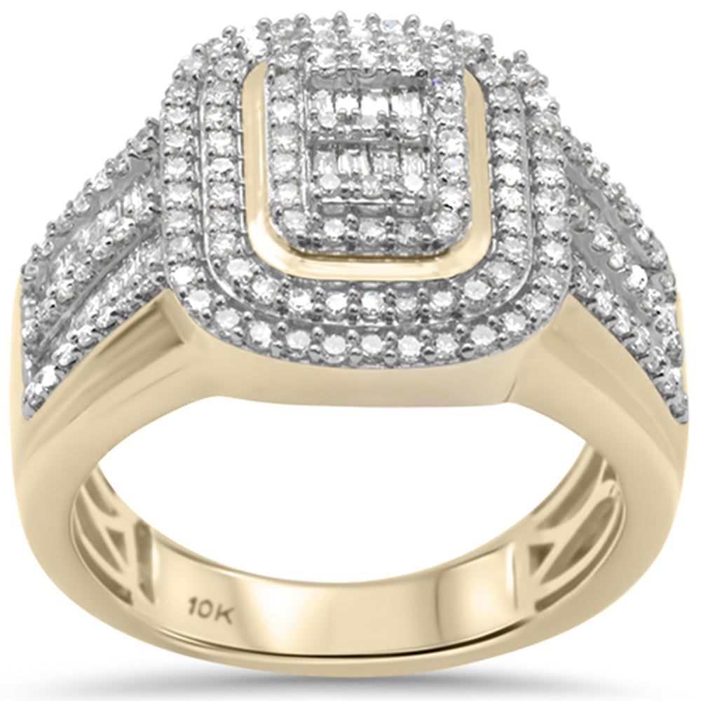 DIAMOND CLOSEOUT! 1.22ct G SI 10KT Yellow Gold Baguette & Round Diamond Men's Ring Size 6.5