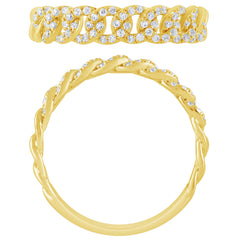 SPECIAL! .26ct G SI 14KT Yellow Gold Diamond Cuban Ring Size 6.5
