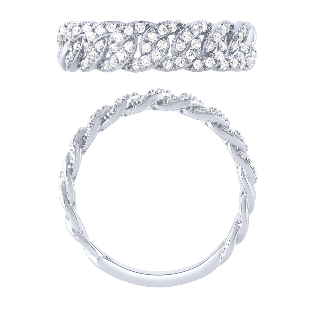 SPECIAL! .33ct G SI 14KT White Gold  Diamond Ladies Cuban Ring Size 6.5