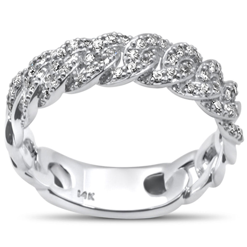 SPECIAL! .33ct G SI 14KT White Gold  Diamond Ladies Cuban Ring Size 6.5
