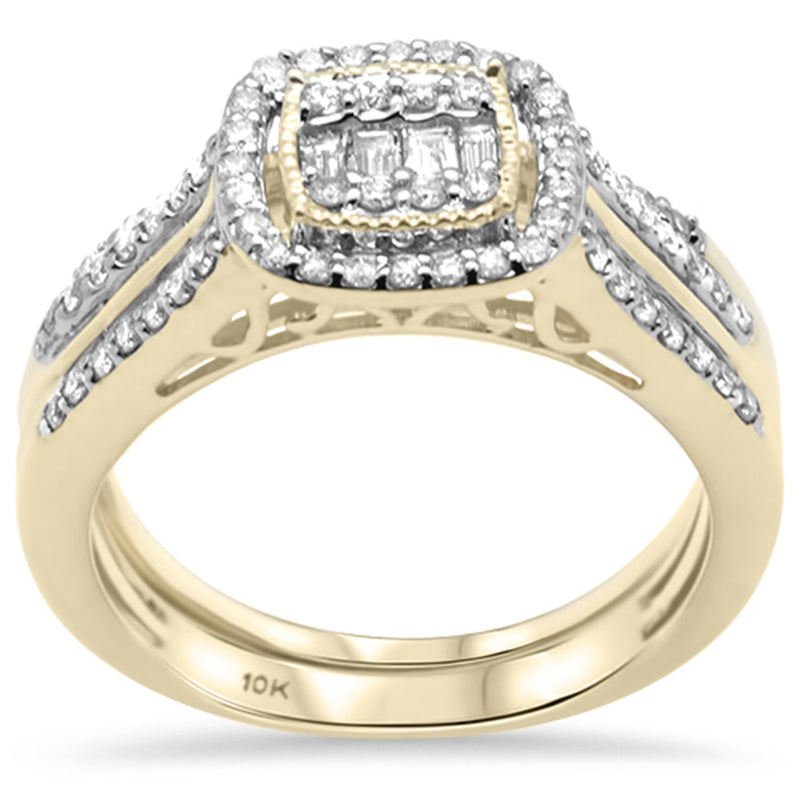 DIAMOND CLOSEOUT! .77ct G SI 10K Yellow Gold Diamond Engagement Ring Bridal Set Size 6.5
