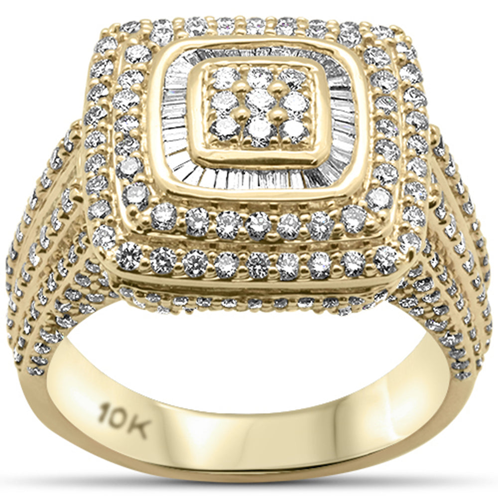 DIAMOND CLOSEOUT!  2.60ct G SI 10K Yellow Gold Baguette & Round Diamond Men's Ring Size 10