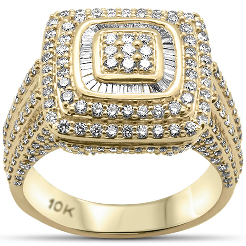 DIAMOND CLOSEOUT!  2.60ct G SI 10K Yellow Gold Baguette & Round Diamond Men's Ring Size 10