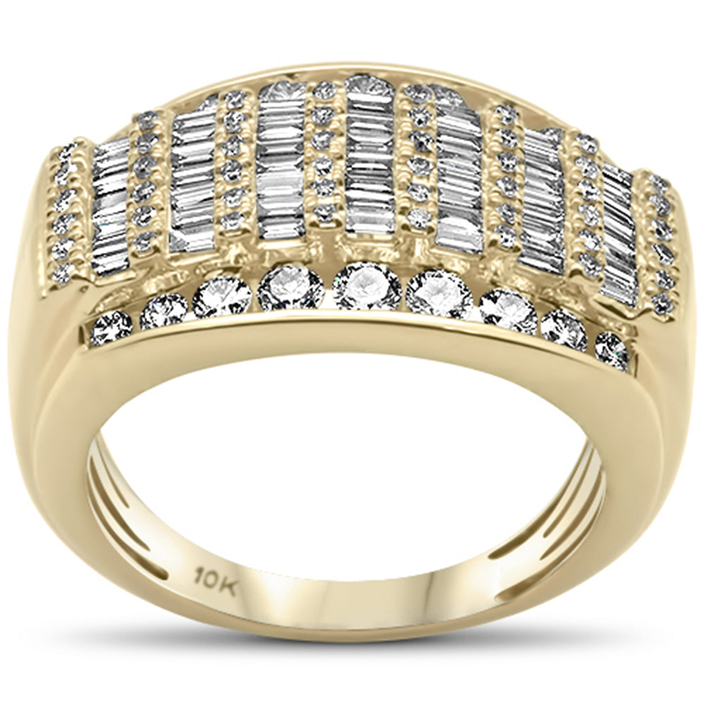 DIAMOND  CLOSEOUT! 2.01ct G SI 10K Yellow Gold Baguette & Round Diamond Men's Ring Size 10
