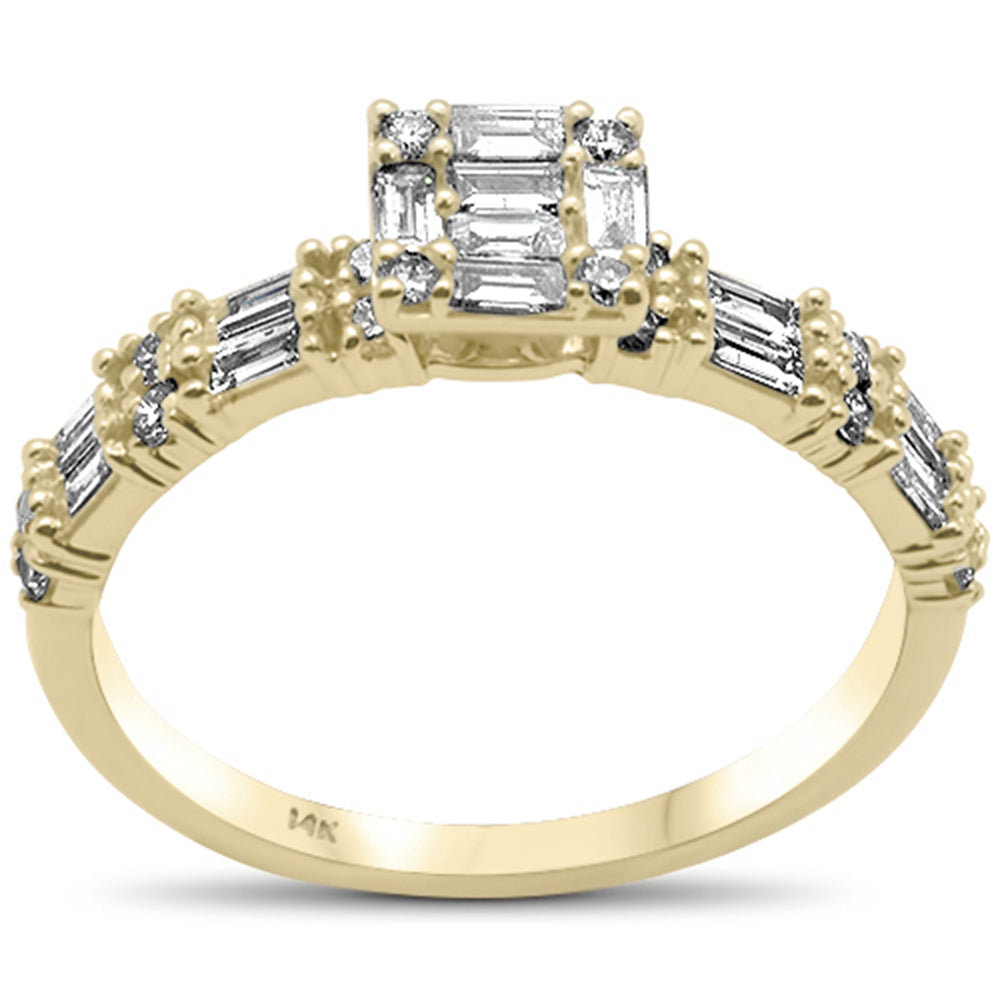 DIAMOND CLOSEOUT! .62ct G SI 14K Yellow Gold Baguette & Round Diamond Ring Size 6.5