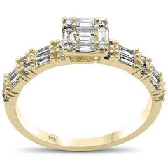 DIAMOND CLOSEOUT! .62ct G SI 14K Yellow Gold Baguette & Round Diamond Ring Size 6.5