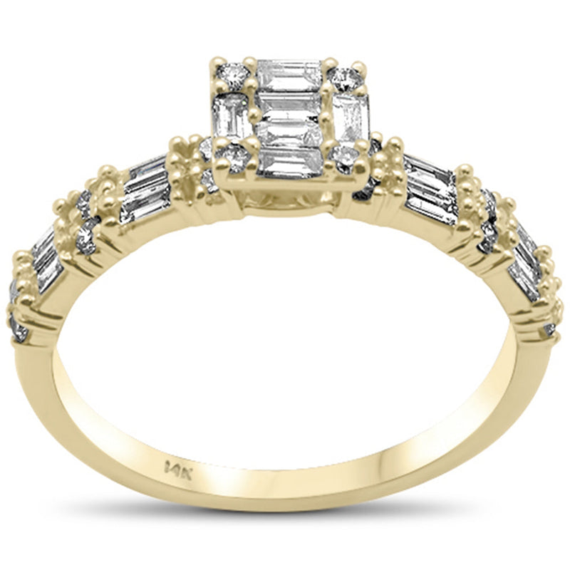 DIAMOND CLOSEOUT! .62ct G SI 14K Yellow Gold Baguette & Round Diamond Ring Size 6.5
