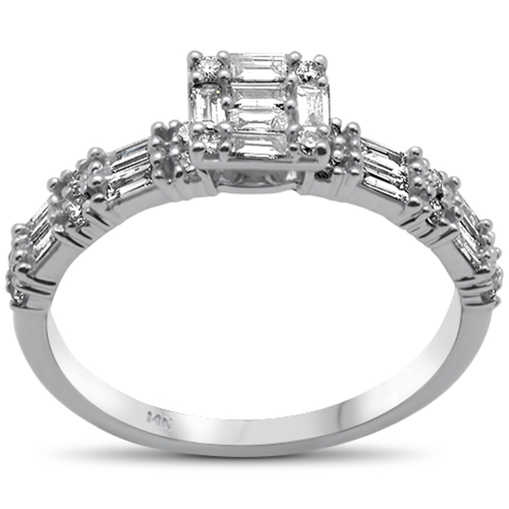 DIAMOND CLOSEOUT! .61ct G SI 14K White Gold Baguette & Round Diamond Ring Size 6.5