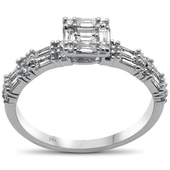 DIAMOND CLOSEOUT! .61ct G SI 14K White Gold Baguette & Round Diamond Ring Size 6.5
