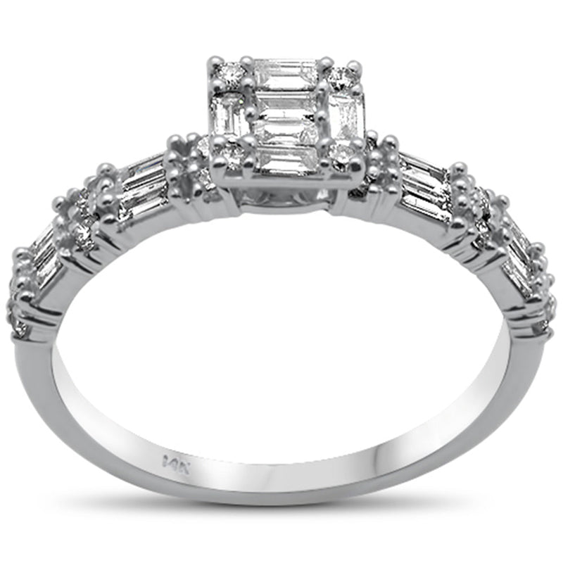 DIAMOND CLOSEOUT! .61ct G SI 14K White Gold Baguette & Round Diamond Ring Size 6.5